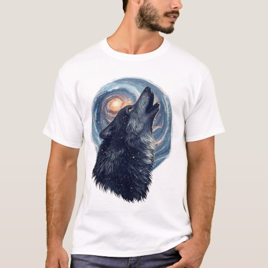Wolf van de sterren – Hemel dier illustratie T-shirt (Voorkant)