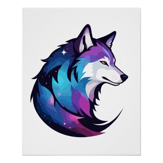 Wolf Vector Art Animal Modern Urban City Graphic Perfect Poster (Voorkant)