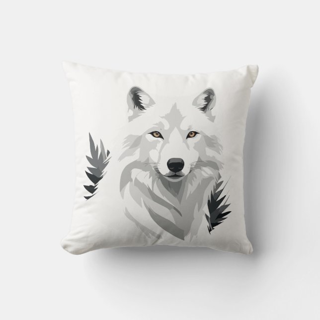 Wolf Vector Grafische Kunst Portret Dierlijke Gees Kussen (Voorkant)