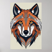 Wolf Vereenvoudigde stijlvolle illustratie Poster (Voorkant)