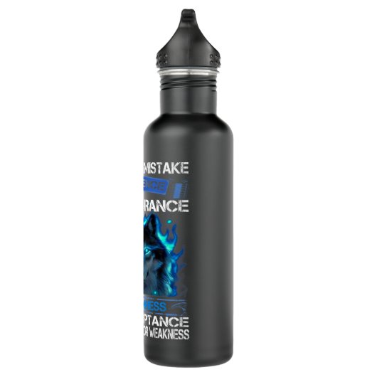 Wolf vergist me ooit mijn stilte om mijn onbegrip  waterfles  (Rechts)