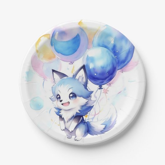 Wolf Verjaardag Papieren Bordje (Voorkant)