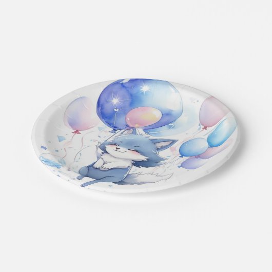 Wolf Verjaardag Papieren Bordje (Gekanteld)