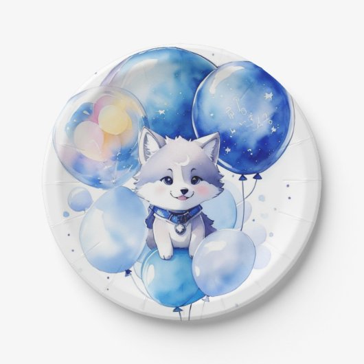 Wolf Verjaardag Papieren Bordje (Voorkant)