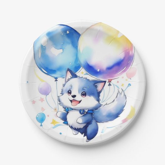 Wolf Verjaardag Papieren Bordje (Voorkant)