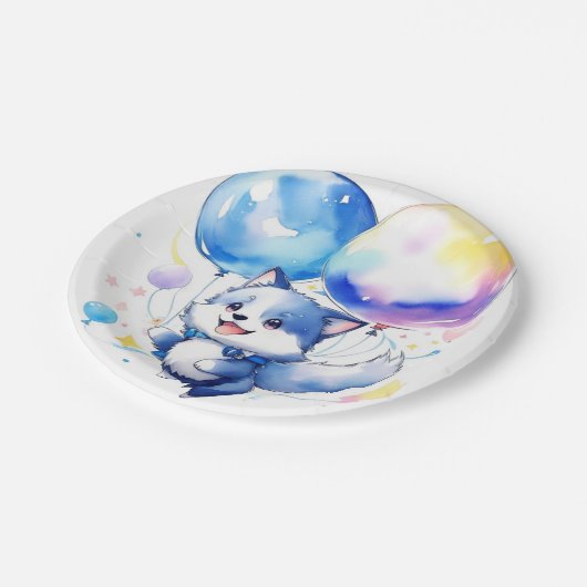 Wolf Verjaardag Papieren Bordje (Gekanteld)