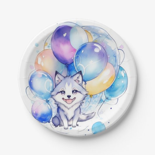 Wolf Verjaardag Papieren Bordje (Voorkant)