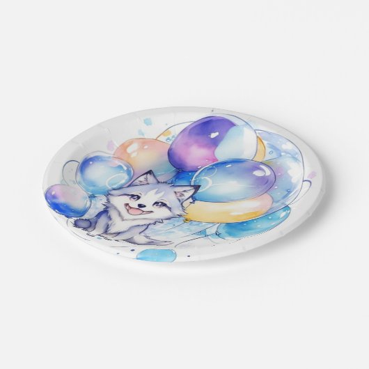 Wolf Verjaardag Papieren Bordje (Gekanteld)