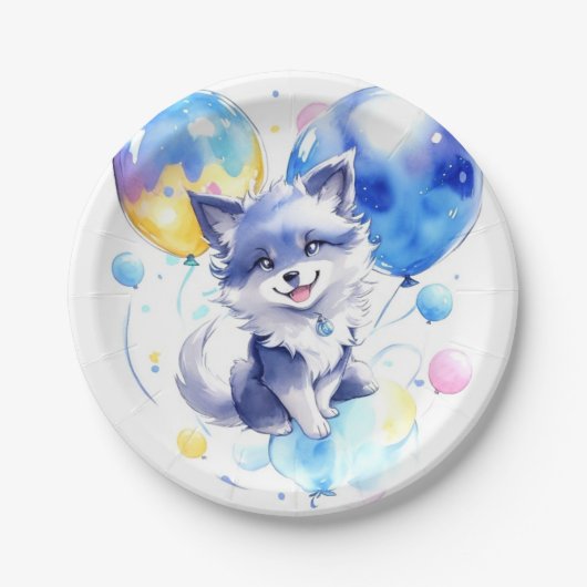 Wolf Verjaardag Papieren Bordje (Voorkant)