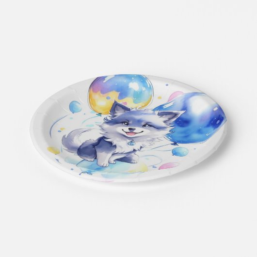 Wolf Verjaardag Papieren Bordje (Gekanteld)