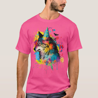 Wolf Verjaardag Pet Thema Party Wolven Schilderen  T-shirt