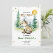 Wolf verjaardagsfeest uitnodiging (Staand voorkant)
