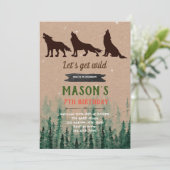 wolf verjaardagsfeest uitnodiging (Staand voorkant)