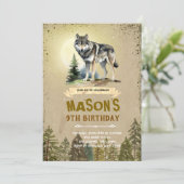 Wolf verjaardagsfeestje uitnodiging (Staand voorkant)