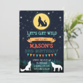 Wolf verjaardagsfeestje uitnodiging (Staand voorkant)