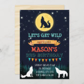 Wolf verjaardagsfeestje uitnodiging (Voorkant / Achterkant)