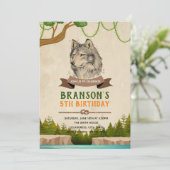 Wolf verjaardagsthemauitnodiging kaart (Staand voorkant)