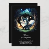 Wolf verjaardagsuitnodiging kaart (Voorkant / Achterkant)