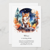 Wolf verjaardagsuitnodiging kaart (Voorkant / Achterkant)