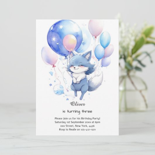 Wolf verjaardagsuitnodiging kaart (Staand voorkant)