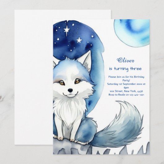 Wolf verjaardagsuitnodiging kaart (Voorkant / Achterkant)