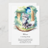 Wolf verjaardagsuitnodiging kaart (Voorkant / Achterkant)