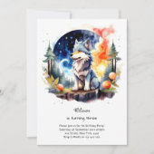 Wolf verjaardagsuitnodiging kaart (Voorkant)