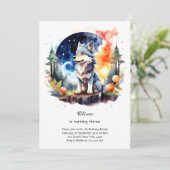 Wolf verjaardagsuitnodiging kaart (Staand voorkant)