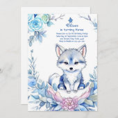 Wolf verjaardagsuitnodiging kaart (Voorkant / Achterkant)