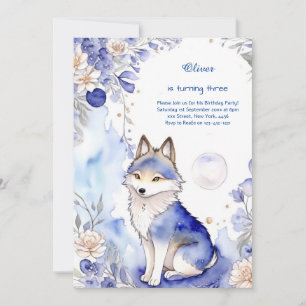 Wolf verjaardagsuitnodiging kaart