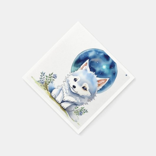 Wolf verjaardagsuitnodiging servet (Hoek)