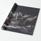 WOLF VERPAKKING OP ROCK FORMATIE CADEAUPAPIER (Uitgerold)