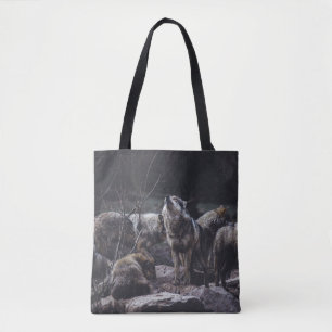 WOLF VERPAKKING OP ROCK FORMATIE TOTE BAG
