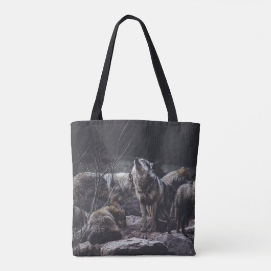 WOLF VERPAKKING OP ROCK FORMATIE TOTE BAG (Achterkant)