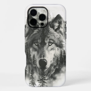 Wolf verschijnt in de nevelige bergen bij het aanb iPhone 16 pro max hoesje