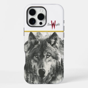Wolf verschijnt in de nevelige bergen bij het aanb iPhone 16 pro max hoesje