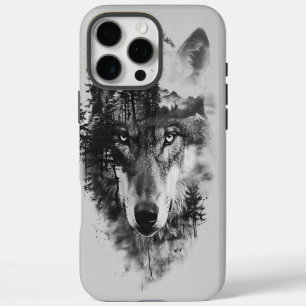 Wolf versmelt met maanverlicht boslandschap iPhone 16 pro max hoesje