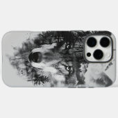 Wolf versmelt met maanverlichte bosscène Case-Mate iPhone case (Achterkant (horizontaal))