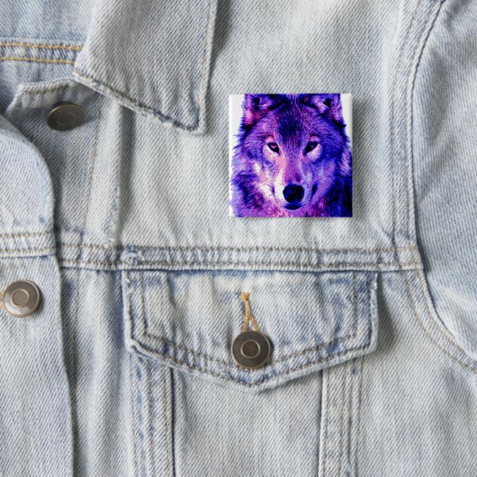 Wolf Vierkante Button 5,1 Cm (In situ)