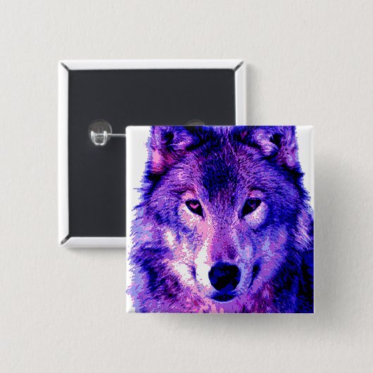 Wolf Vierkante Button 5,1 Cm (Voorkant /achterkant)
