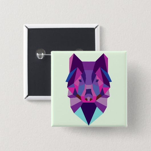 Wolf Vierkante Button 5,1 Cm (Voorkant /achterkant)