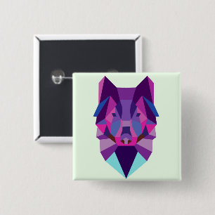 Wolf Vierkante Button 5,1 Cm