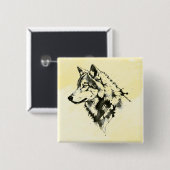 Wolf Vierkante Button 5,1 Cm (Voorkant /achterkant)