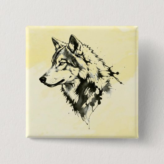 Wolf Vierkante Button 5,1 Cm (Voorkant)