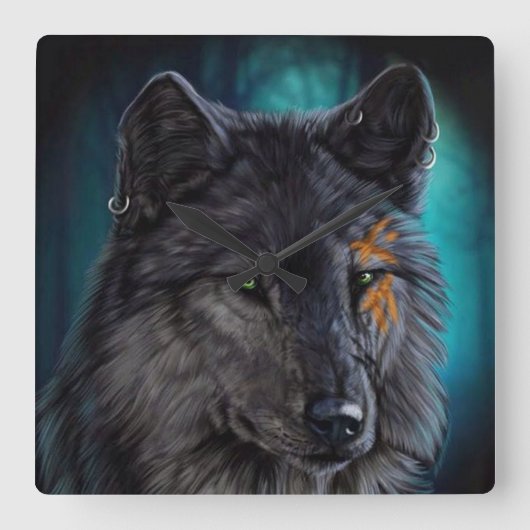 Wolf Vierkante Klok (Voorkant)