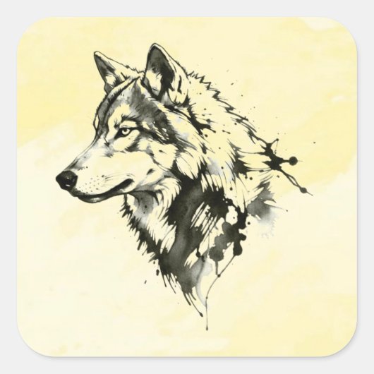 Wolf Vierkante Sticker (Voorkant)