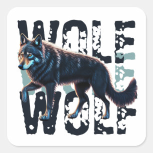 WOLF VIERKANTE STICKER
