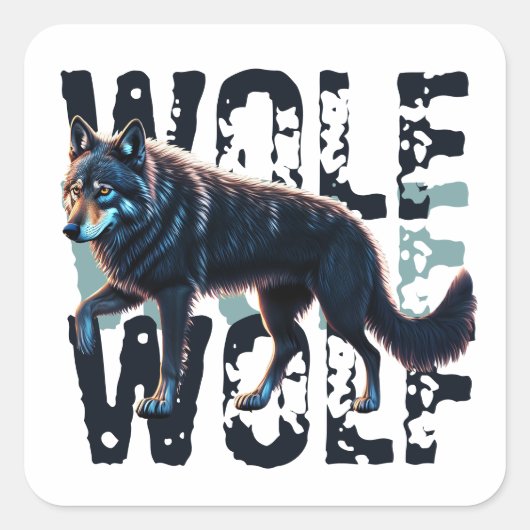 WOLF VIERKANTE STICKER (Voorkant)