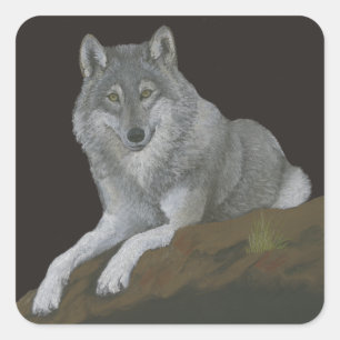 Wolf Vierkante Sticker