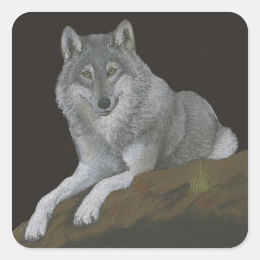 Wolf Vierkante Sticker (Voorkant)
